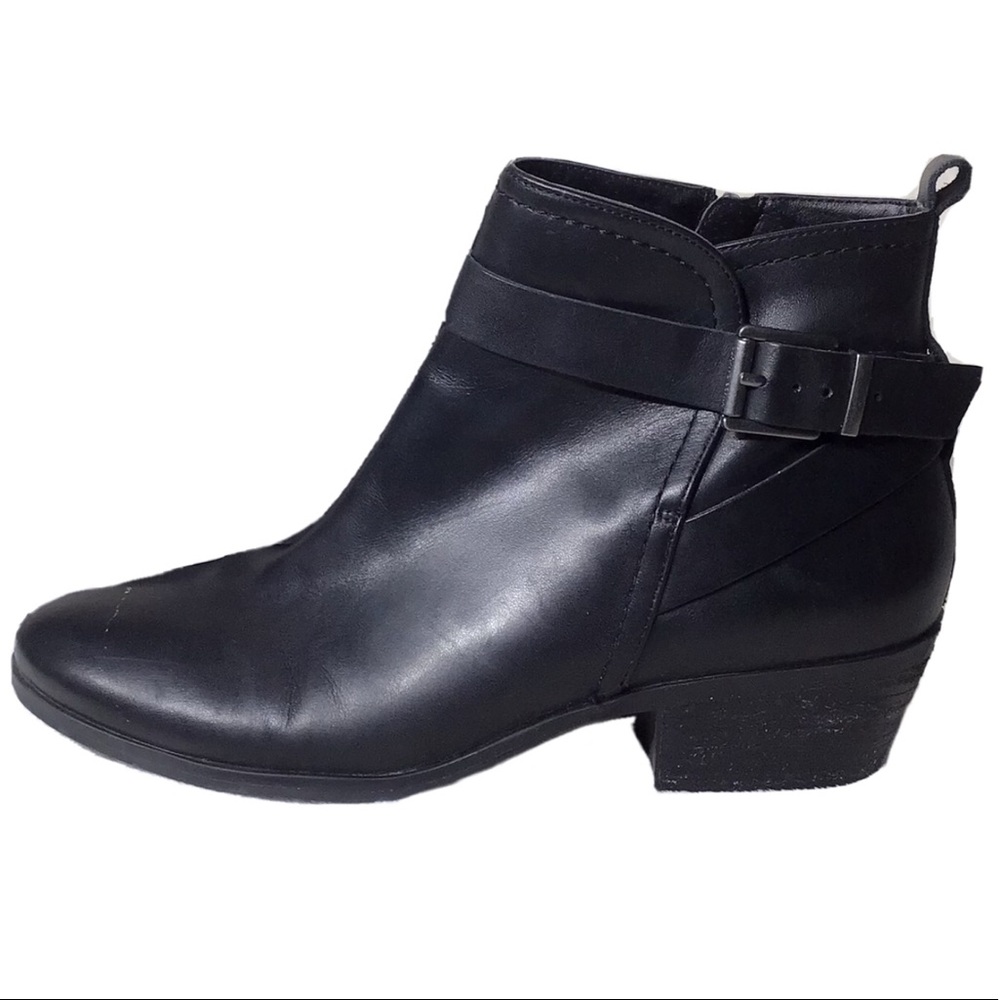 Vince Camuto Beamer Black Leather Block Heel Boots